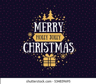 Merry Christmas text design. Vector logo, typography. Usable as banner, greeting card, gift package etc. 