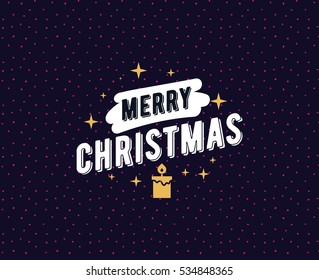 Merry Christmas text design. Vector logo, typography. Usable as banner, greeting card, gift package etc. 