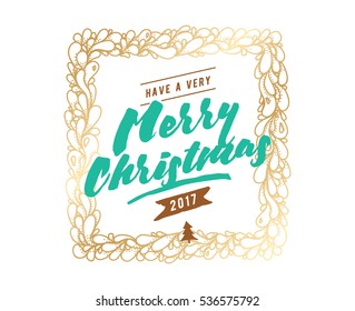 Merry Christmas text design. Vector logo, typography. Usable as banner, greeting card, gift package etc. 