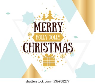 Merry Christmas text design. Vector logo, typography. Usable as banner, greeting card, gift package etc. 