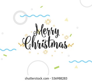 Merry Christmas text design. Vector logo, typography. Usable as banner, greeting card, gift package etc. 