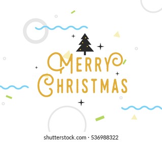 Merry Christmas text design. Vector logo, typography. Usable as banner, greeting card, gift package etc. 