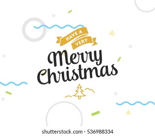 Merry Christmas text design. Vector logo, typography. Usable as banner, greeting card, gift package etc. 