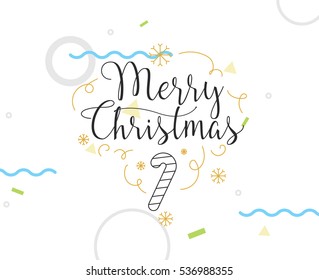 Merry Christmas text design. Vector logo, typography. Usable as banner, greeting card, gift package etc. 