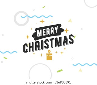 Merry Christmas text design. Vector logo, typography. Usable as banner, greeting card, gift package etc. 