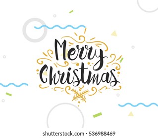 Merry Christmas text design. Vector logo, typography. Usable as banner, greeting card, gift package etc.