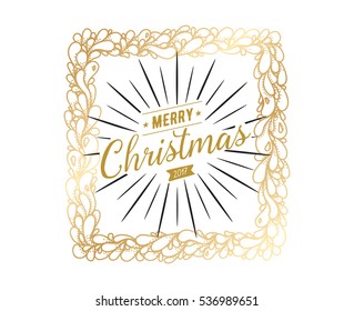 Merry Christmas text design. Vector logo, typography. Usable as banner, greeting card, gift package etc. 
