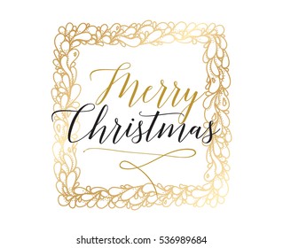 Merry Christmas text design. Vector logo, typography. Usable as banner, greeting card, gift package etc. 