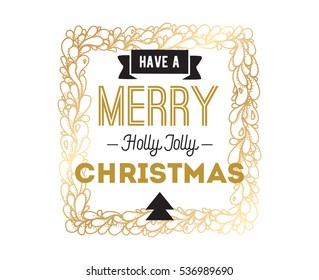 Merry Christmas text design. Vector logo, typography. Usable as banner, greeting card, gift package etc. 