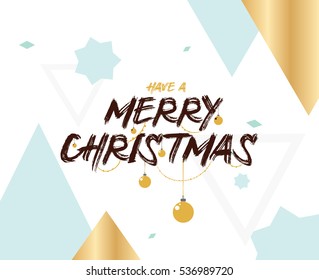 Merry Christmas text design. Vector logo, typography. Usable as banner, greeting card, gift package etc. 