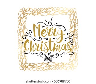 Merry Christmas text design. Vector logo, typography. Usable as banner, greeting card, gift package etc. 