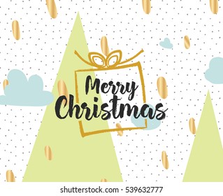 Merry Christmas text design. Vector logo, typography. Usable as banner, greeting card, gift package etc. 