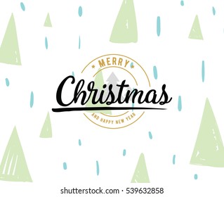 Merry Christmas text design. Vector logo, typography. Usable as banner, greeting card, gift package etc. 