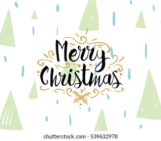 Merry Christmas text design. Vector logo, typography. Usable as banner, greeting card, gift package etc. 