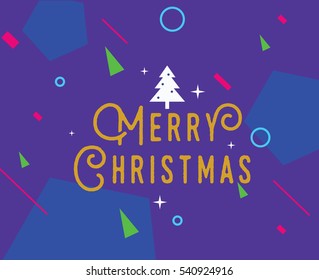 Merry Christmas text design. Vector logo, typography. Usable as banner, greeting card, gift package etc. 