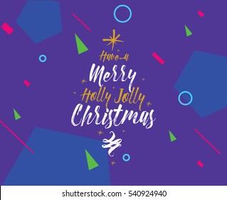 Merry Christmas text design. Vector logo, typography. Usable as banner, greeting card, gift package etc. 