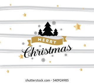 Merry Christmas text design. Vector logo, typography. Usable as banner, greeting card, gift package etc. 