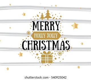 Merry Christmas text design. Vector logo, typography. Usable as banner, greeting card, gift package etc. 