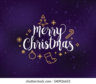 Merry Christmas text design. Vector logo, typography. Usable as banner, greeting card, gift package etc. 