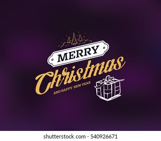 Merry Christmas text design. Vector logo, typography. Usable as banner, greeting card, gift package etc. 
