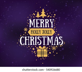 Merry Christmas text design. Vector logo, typography. Usable as banner, greeting card, gift package etc. 