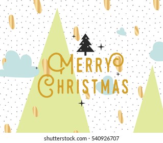 Merry Christmas text design. Vector logo, typography. Usable as banner, greeting card, gift package etc. 