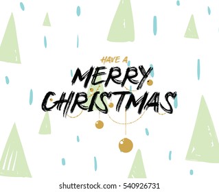 Merry Christmas text design. Vector logo, typography. Usable as banner, greeting card, gift package etc. 