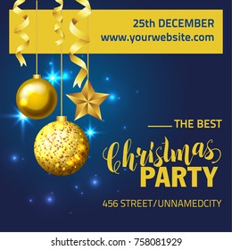 Merry Christmas text design. Vector logo, typography. Usable as banner, greeting card, gift package etc.