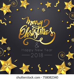 Merry Christmas text design. Vector logo, typography. Usable as banner, greeting card, gift package etc.