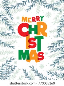 Merry Christmas text design. Vector logo, typography. Usable as banner, greeting card