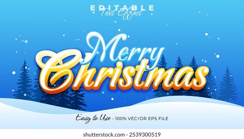 Merry Christmas text effect, 3d christmas typography template graphic style