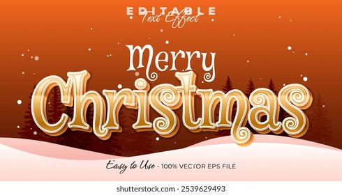 Efeito de texto Feliz Natal, 3d modelo de tipografia de Natal estilo gráfico