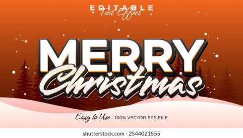 Merry Christmas text effect, 3d christmas typography template graphic style