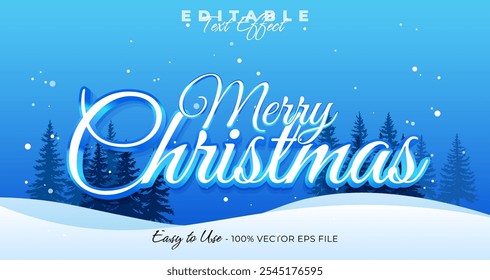 Efeito de texto Feliz Natal, 3d modelo de tipografia de Natal estilo gráfico