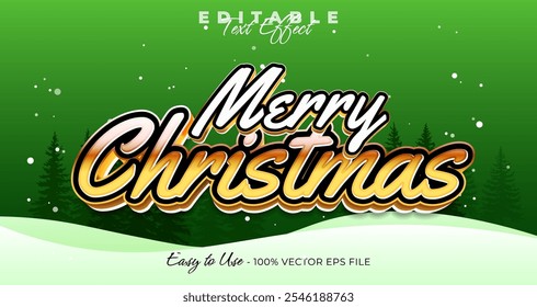 Merry Christmas text effect, 3d christmas typography template graphic style