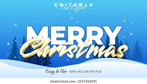 Merry Christmas text effect, 3d christmas typography template graphic style