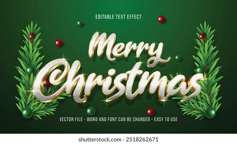 Efeito de texto Feliz Natal, efeito de estilo de texto de celebração