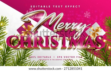 Merry christmas text effect, celebration text style effect
