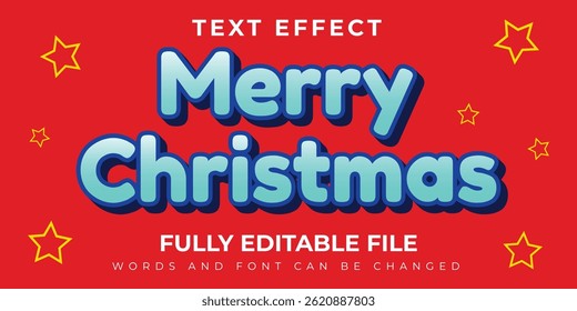Merry Christmas Text Effect Design With Blue Gradation Concept