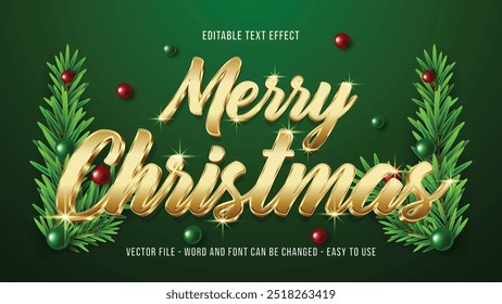 Efecto de texto de feliz Navidad, efecto de estilo de texto editable