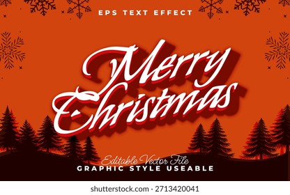 Efeito de texto Feliz Natal com estilo gráfico vetorial editável, elementos de design de feriado sazonal