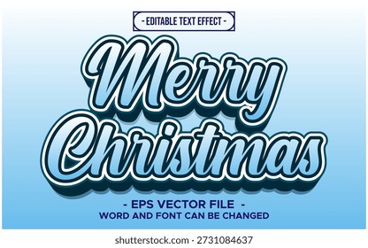 Efecto de texto de Navidades alegres – estilo de fuente festivo azul 3D editable para el diseño de Festiva