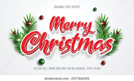 Merry christmas text effect, holiday editable text effect