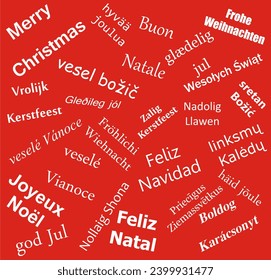 Merry Christmas, text, festive text, greeting in several languages, background