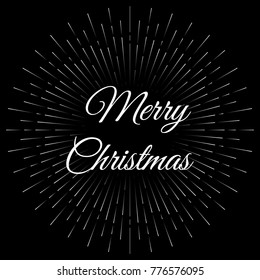 Merry christmas text with firework. Vector illustration.