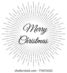 Merry christmas text with firework. Vector illustration.