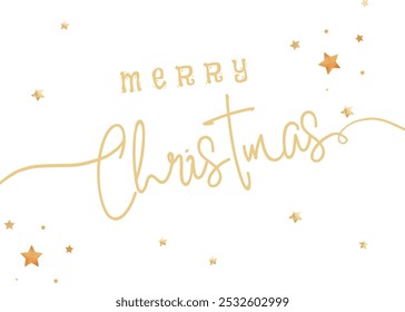 Merry Christmas Text with Golden Star, Festive Holiday Greeting, Elegant Typography Design, Sparkling Christmas Message, Joyful Seasonal Decor, Bright Star Illustration, Cheerful Holiday Card Design.