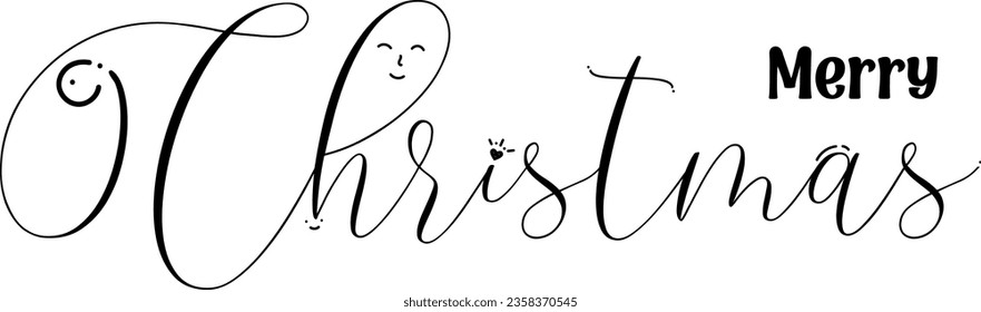Merry Christmas text. Greeting card. Modern brush calligraphy. Merry Christmas black and white. Hand drawn lettering to winter holiday,merry christmas hand drawn lettering banner.handwritten. text