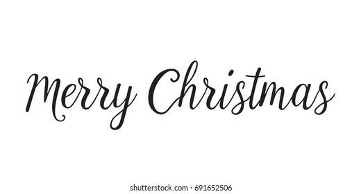 Merry Christmas text. Greeting card or banner with calligraphy, lettering.