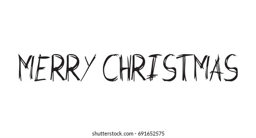 Merry Christmas text. Greeting card or banner with calligraphy, lettering.